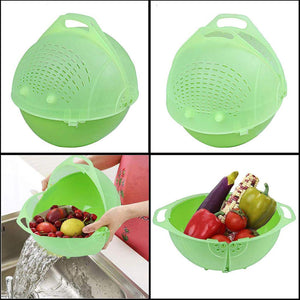 Superior eMart green multiuse fruit and vegetable bowl with built-in strainer and handles for washing and draining