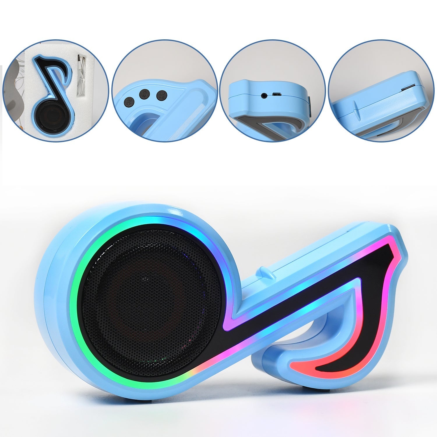 Mini Portable Music Note Shape Speaker Subwoofer Colorful Musical Note LED Light - 6068_music_note_bt_speaker