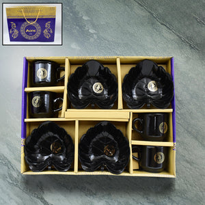 A One Ceramic Tea  Cups  Mug Set With Leaf Shape Serving Bowl (8 Pcs Set).