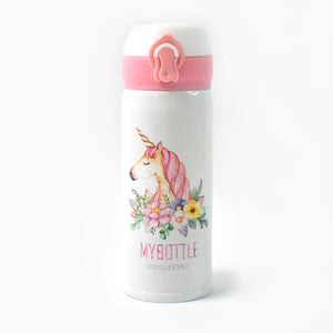350ml vacuum flask for kids with unicorn and floral design by Superior eMart