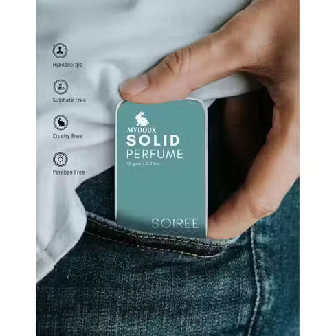 Solid Perfume Soiree | Long-Lasting Alcohol-Free Floral Fruity Fragrance for Men & Women | 12g Pocket Perfume