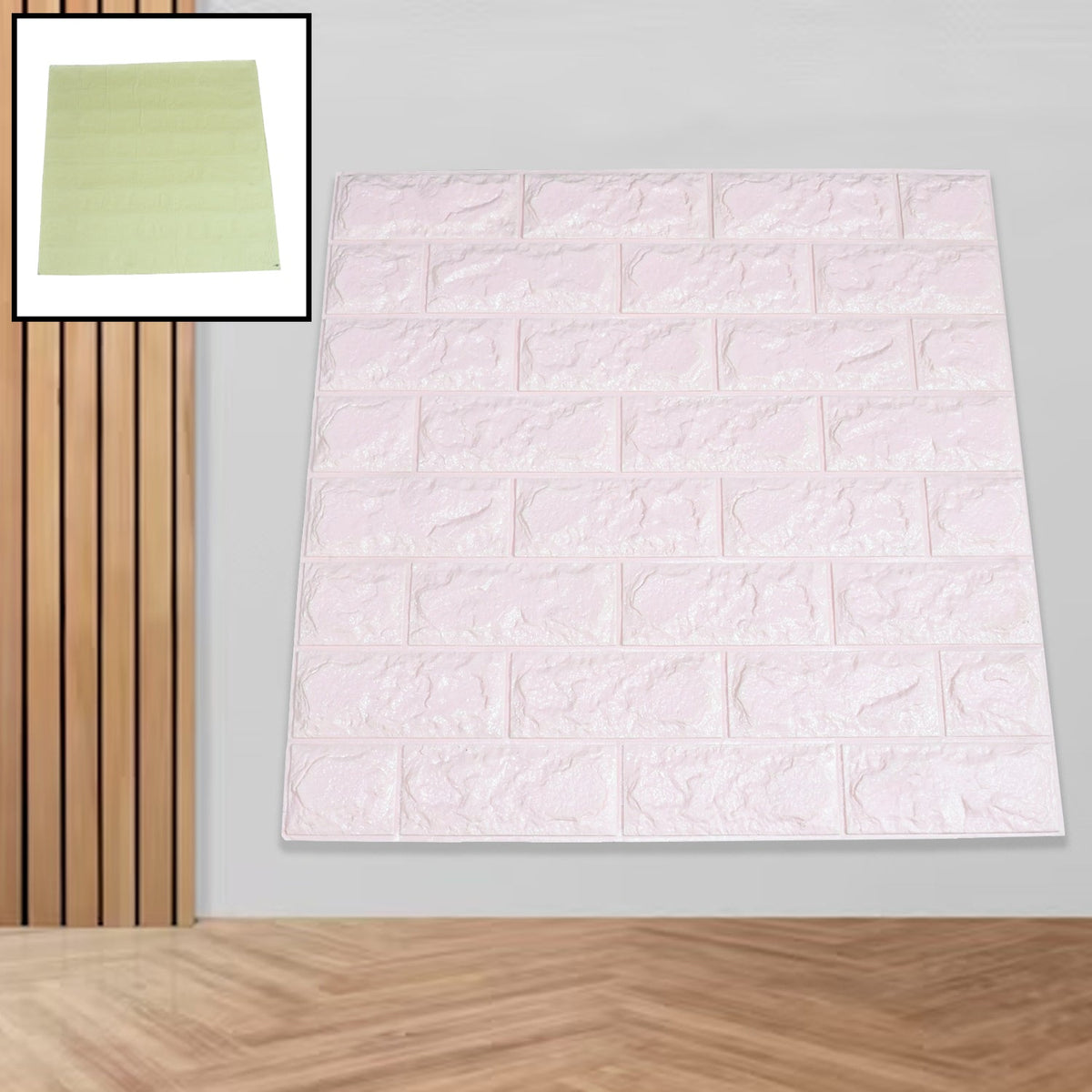 3D FOAM ADHESIVE WALLPAPER FOR LIVING ROOM. ROOM WALL PAPER HOME DECOR SELF ADHE - 9479_pink_brick_wallpaper_60x60cm_no2