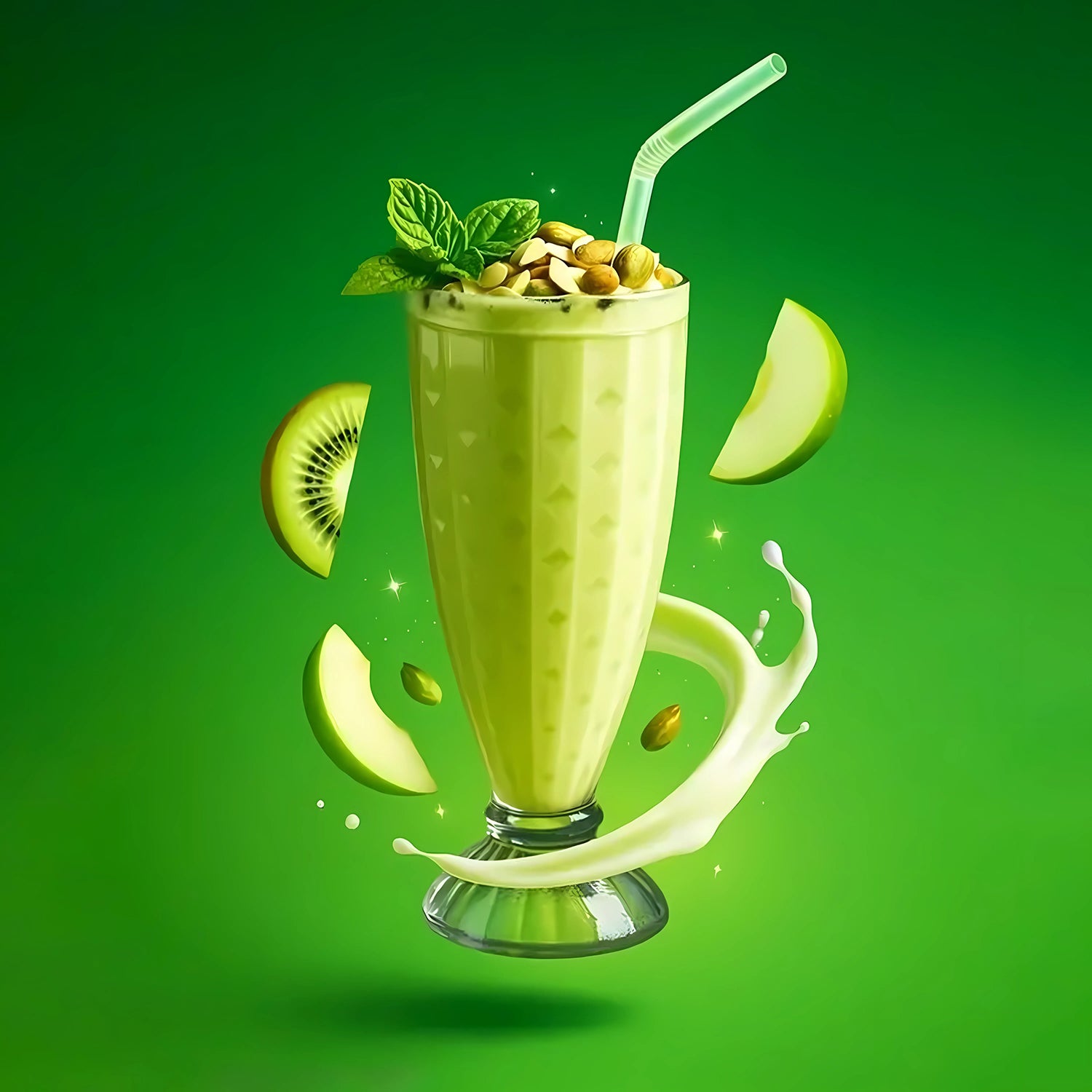 Transparent Milkshake Glass Set (400ml  6 Pc)