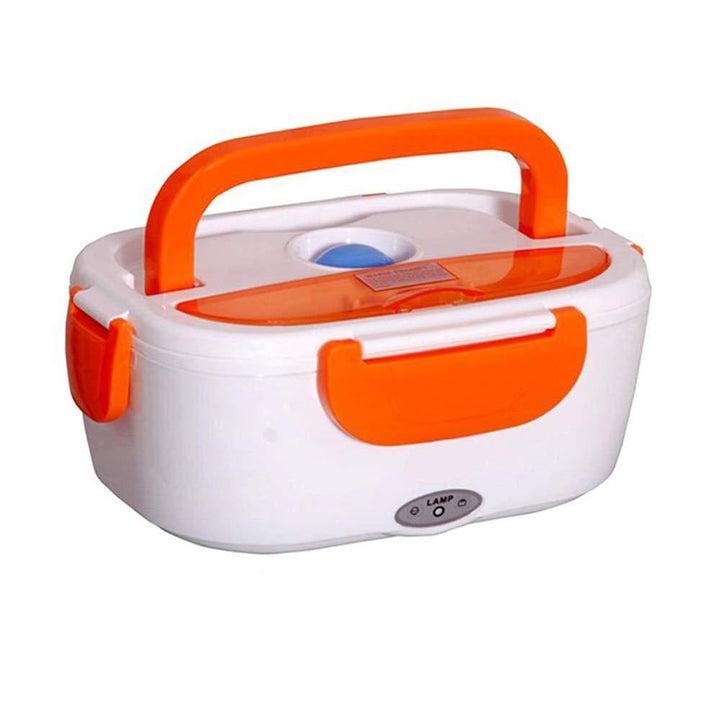 Superior eMart electric lunch box with orange handle and lid for convenient meal transport