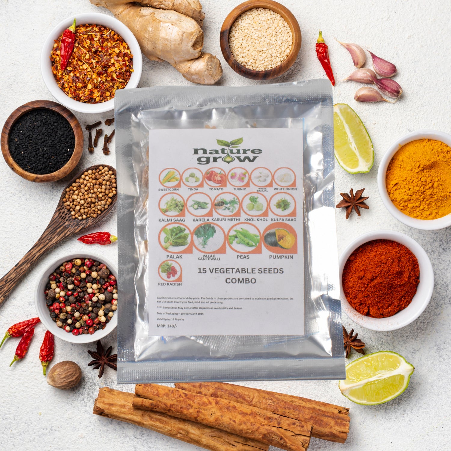 15 vegetable varieties seed pack from Superior eMart featuring diverse seeds for home gardening