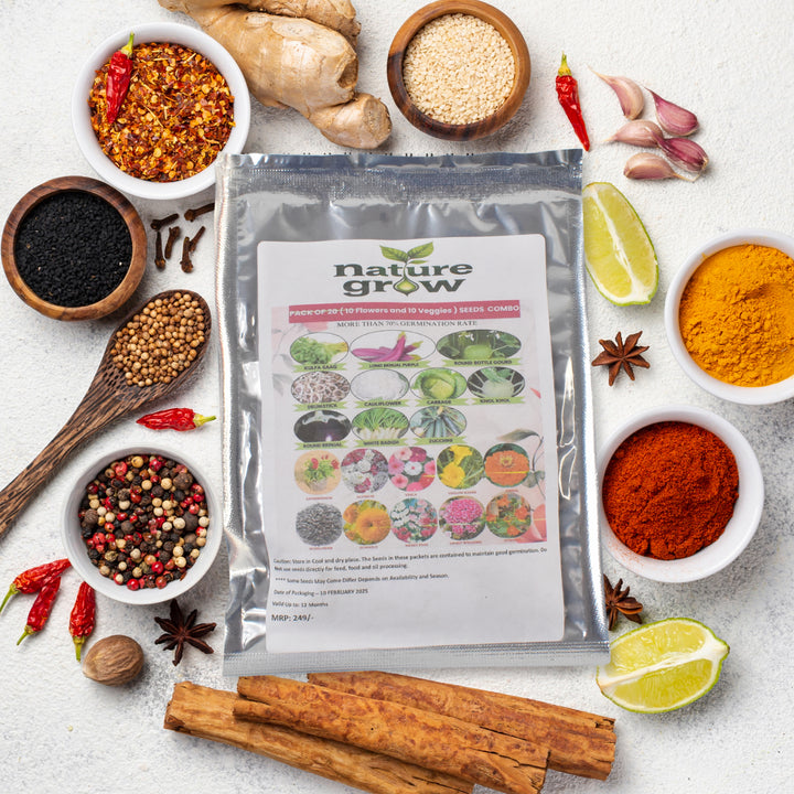 Nature Grow vegetable flower seeds combo pack with various seeds for gardening enthusiasts
