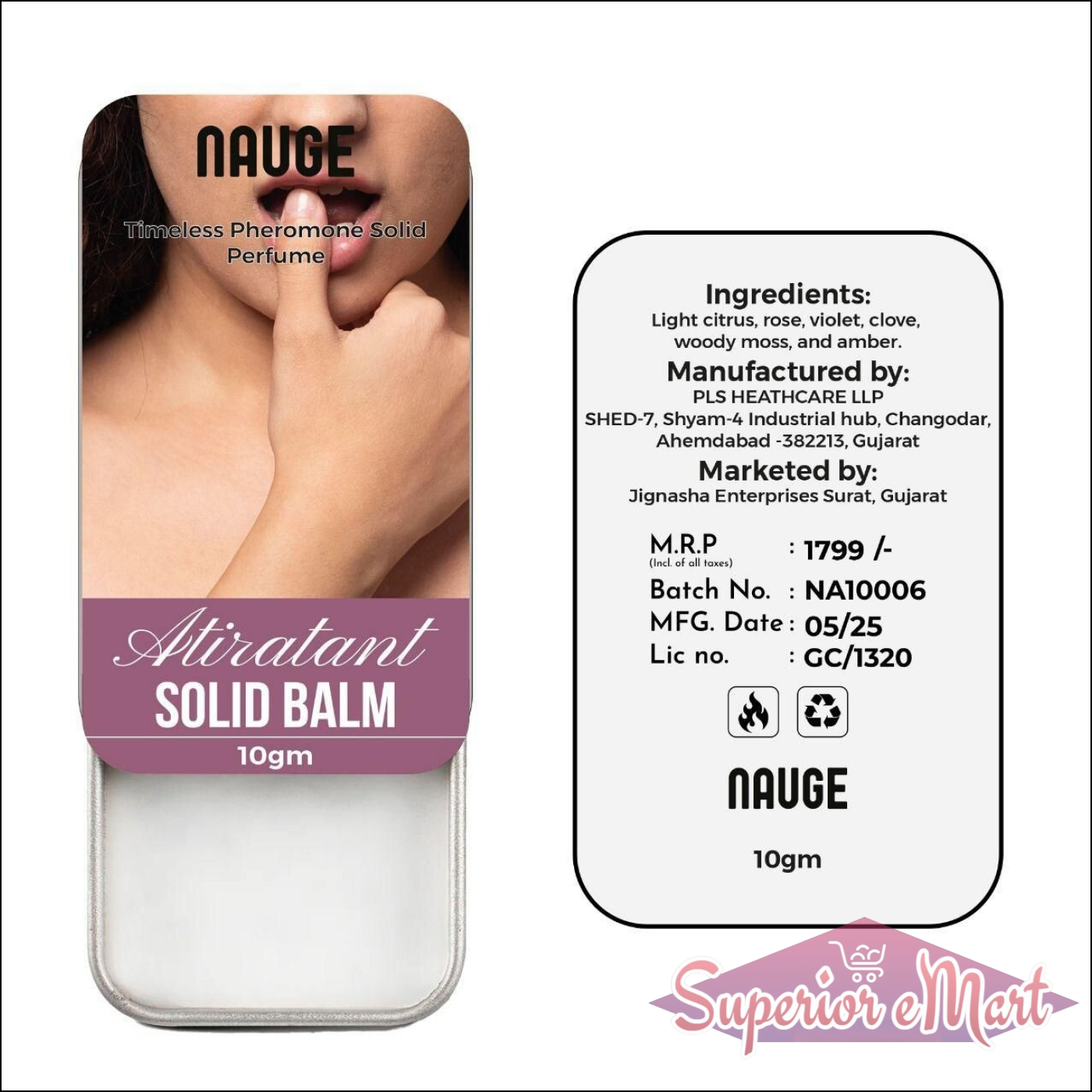 Nauge Timeless Pheromone Solid Perfume in 10g Balm for a refreshing and alluring fragrance