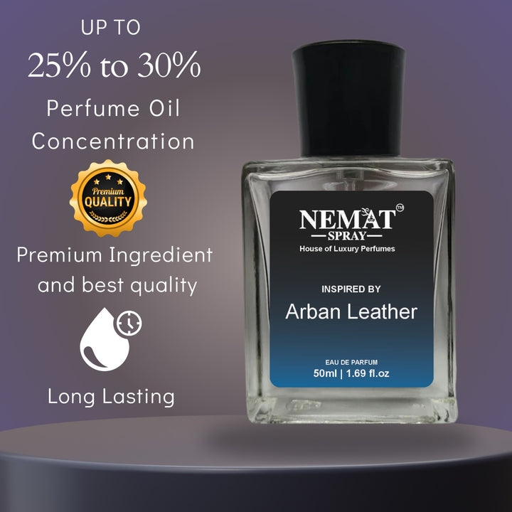 Ambre Nomad Luxury Inspired Perfume 50ml bottle Nemat spray inspired by Arban Leather premium long lasting