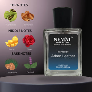 Ambre Nomad Luxury Inspired Perfume glass bottle with black cap showing amber rose cardamom cinnamon notes