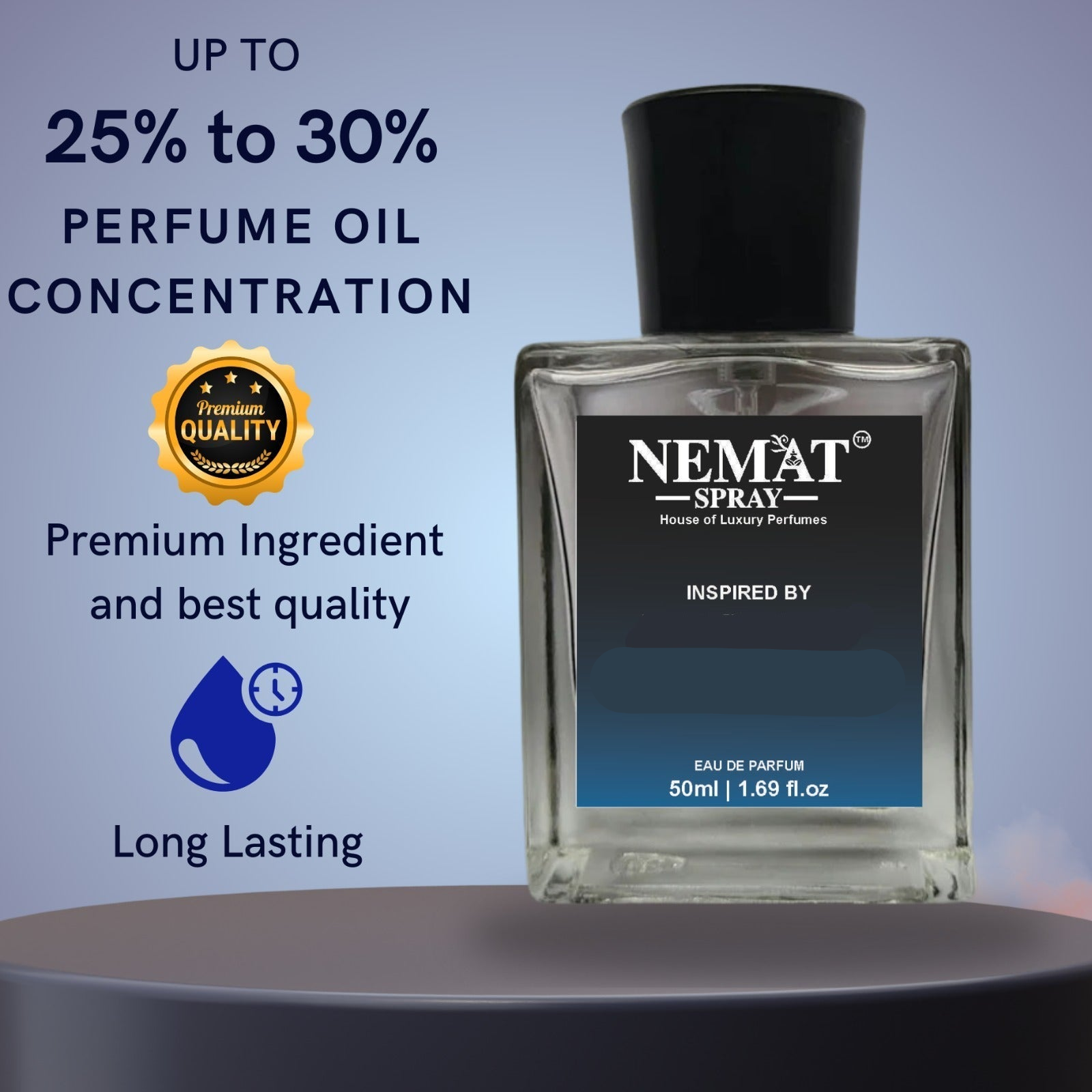 Coool Waters Luxury Inspired Perfume NEMAT 50ml glass bottle with black cap premium long lasting scent