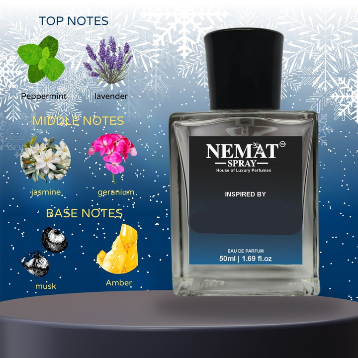 Superior eMart Nemat Spray bottle showing peppermint lavender jasmine musk and amber Coool Waters Luxury Inspired Perfume