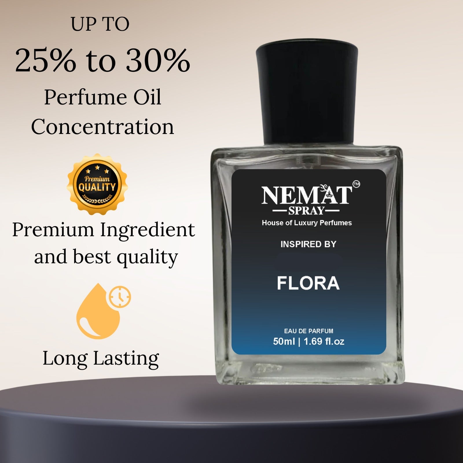 Floral Inspired Perfume for Women Luxury Scent by Superior eMart in a 50ml clear glass bottle with black cap