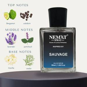 Sauuvage Inspired Perfume for Men in a sleek bottle with aromatic notes of bergamot and lavender