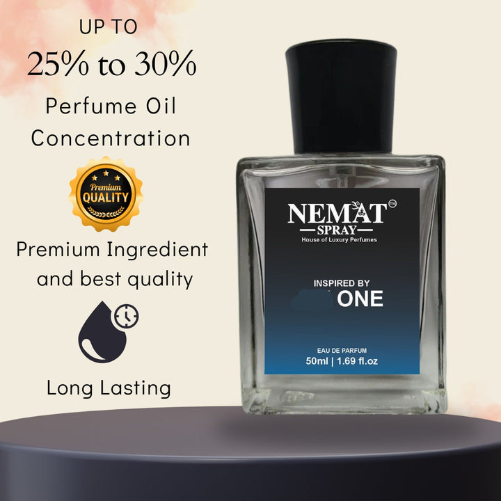1  Perfume for Men Nemat Spray 50ml bottle on display with long lasting premium fragrance and 25 to 30 percent oil concentration