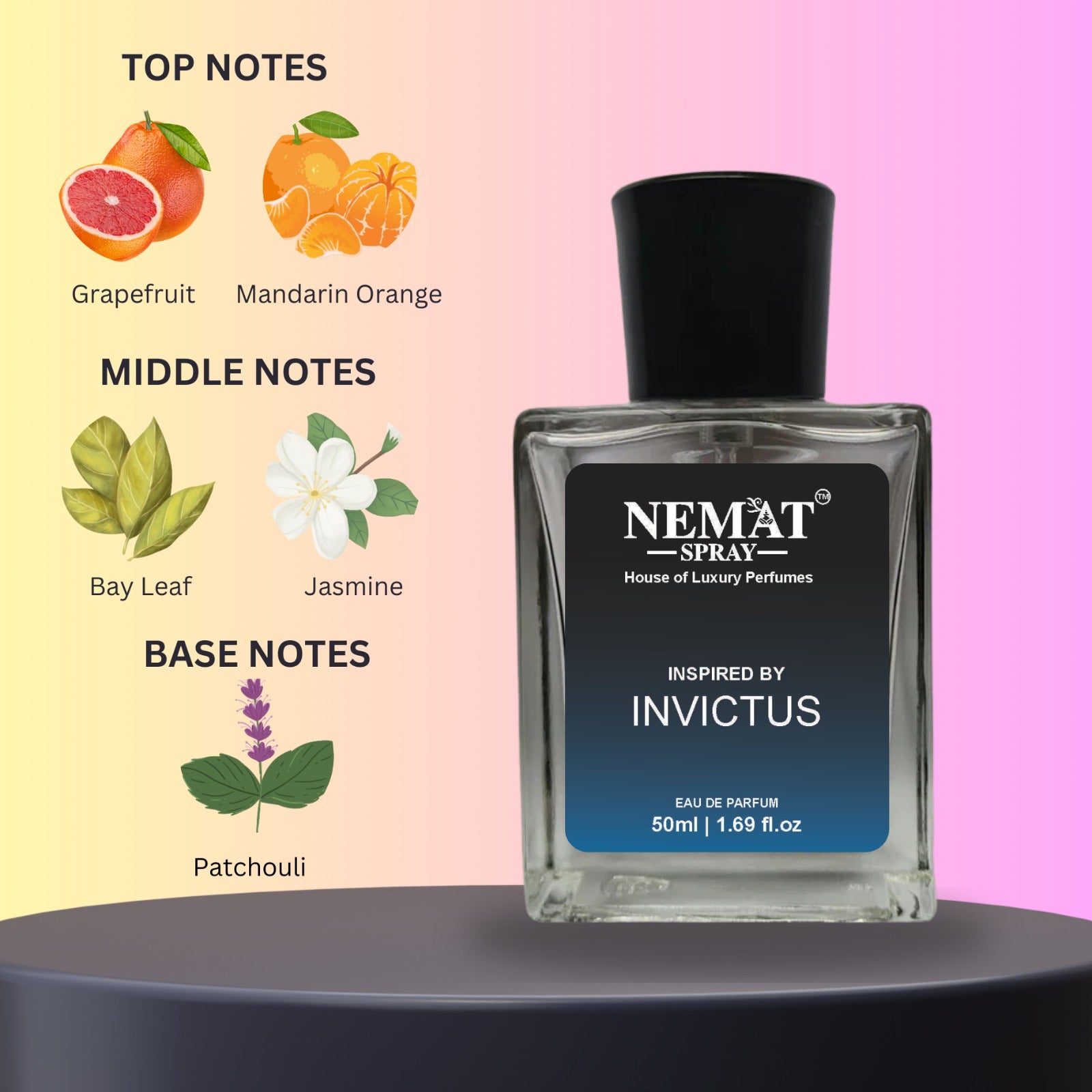 Pacco Rabbanne - Iiinvictus Perfume for Men - Luxury Inspired Perfume. Bottle with grapefruit mandarin jasmine patchouli