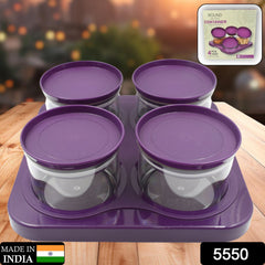 Airtight Plastic 4 Pc Storage Container Set, With Tray Dry Fruit Plastic Storage - 5550_4pc_storage_container_n_tray