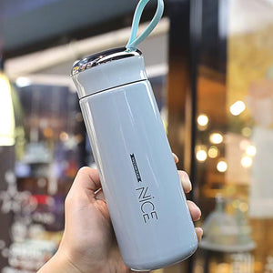 Stylish leak proof glass water bottle 400ml with a sleek design and convenient handle
