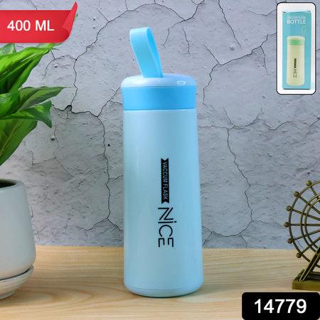 Leak proof glass water bottle in light blue with a secure lid for on-the-go hydration