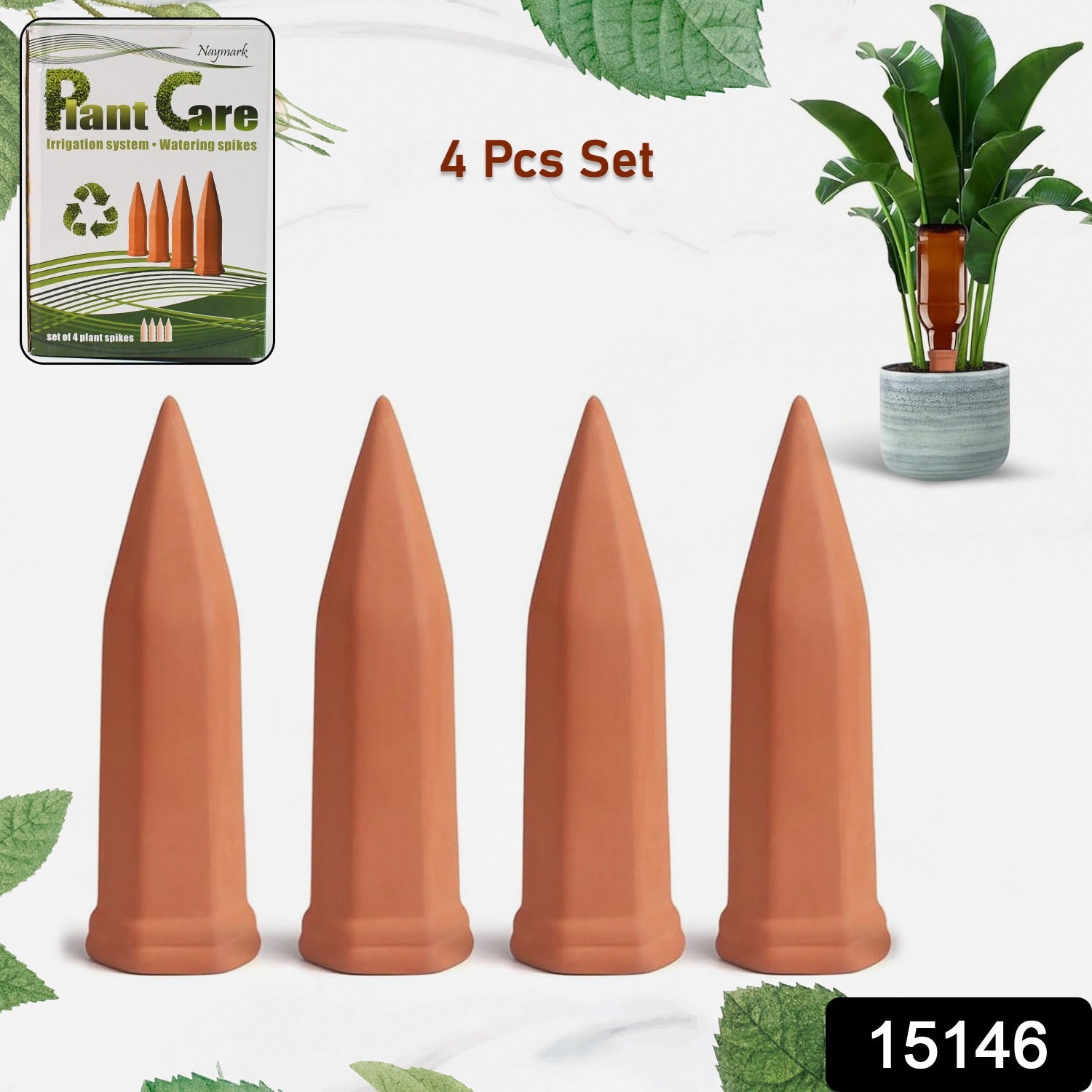 Set of 4 self watering spikes for plants, designed for efficient irrigation and plant care