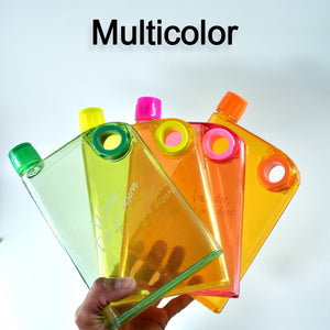 Multicolor notebook style water bottle featuring a sleek design for easy hydration on the go