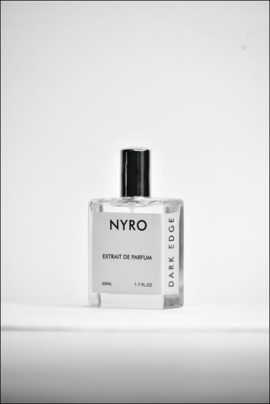 Nyro Dark Edge Extrait de Parfum in a sleek glass bottle, 60ml size for a bold scent