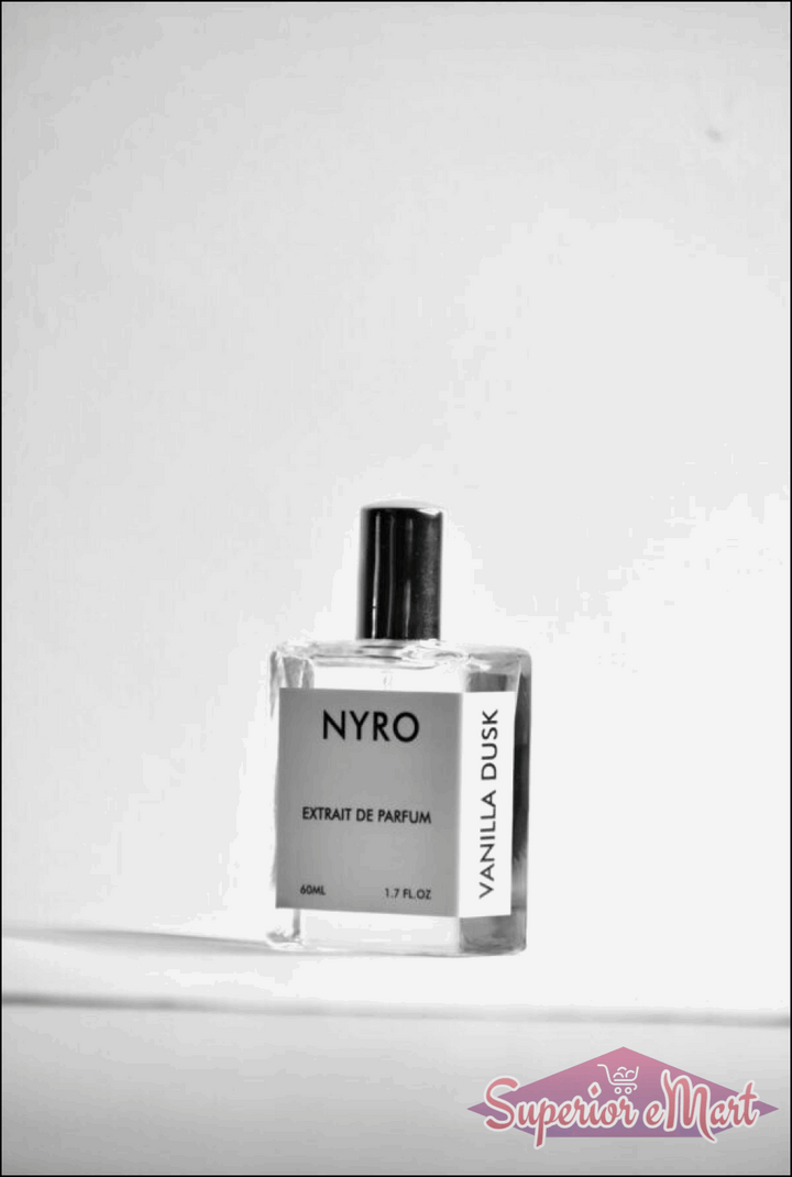 Nyro Vanilla Dusk Extrait de Parfum in a clear bottle, part of the elite set collection