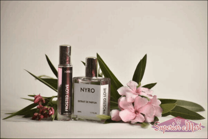 Nyro Sweet Freeze Combo featuring Frosted Love Perfume in a botanical setting