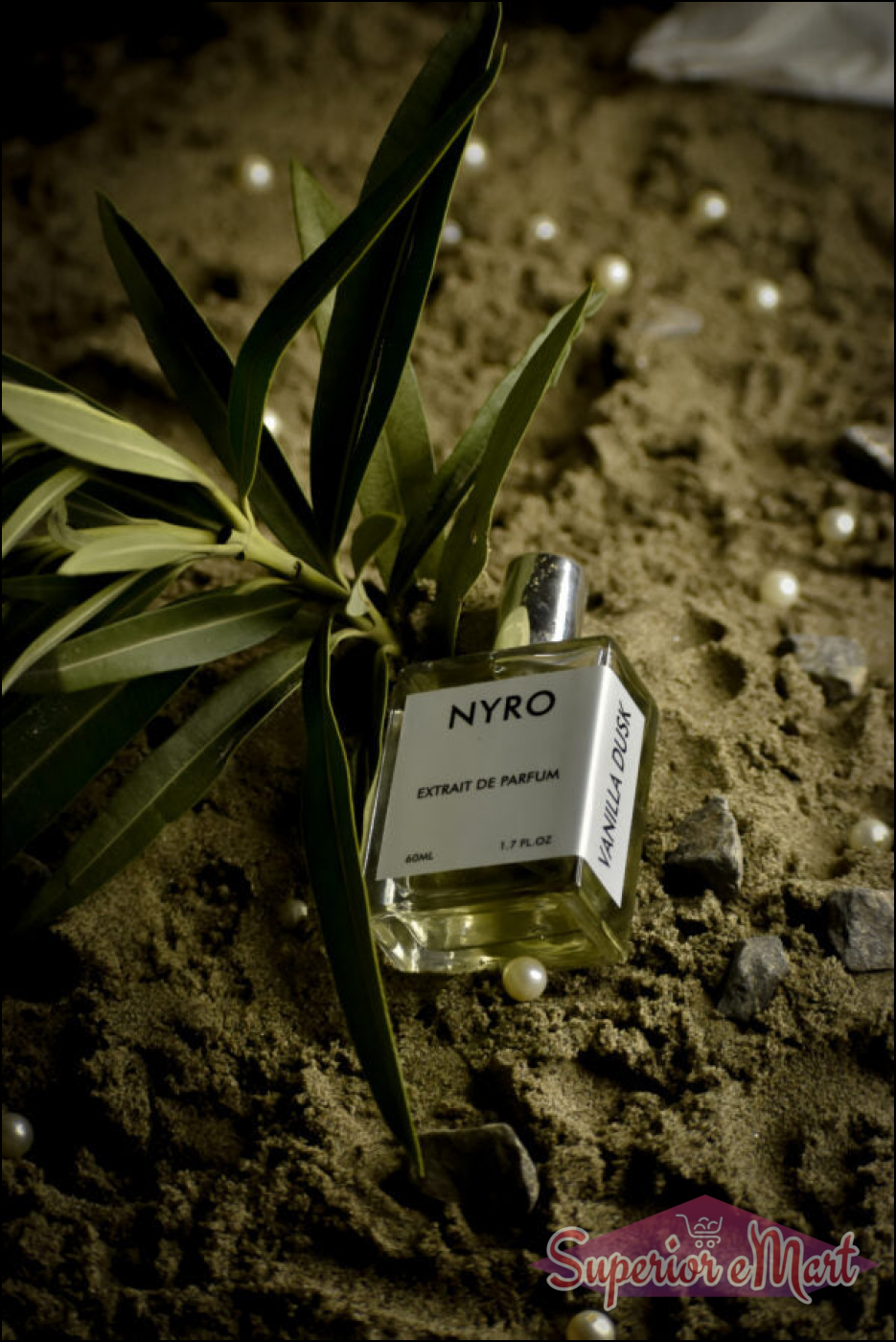 Nyro Vanilla Rose Extrait de Parfum Bottle with Elegant Design in Natural Setting