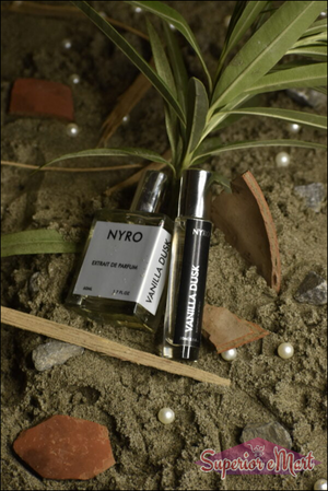 Nyro Vanilla Luxe Combo featuring Vanilla Dusk Perfume with Elegant Packaging on Natural Background