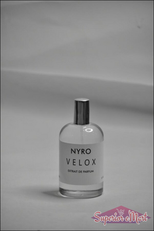 Nyro Velox Extrait de Parfum in a clear glass bottle for a luxurious scent experience
