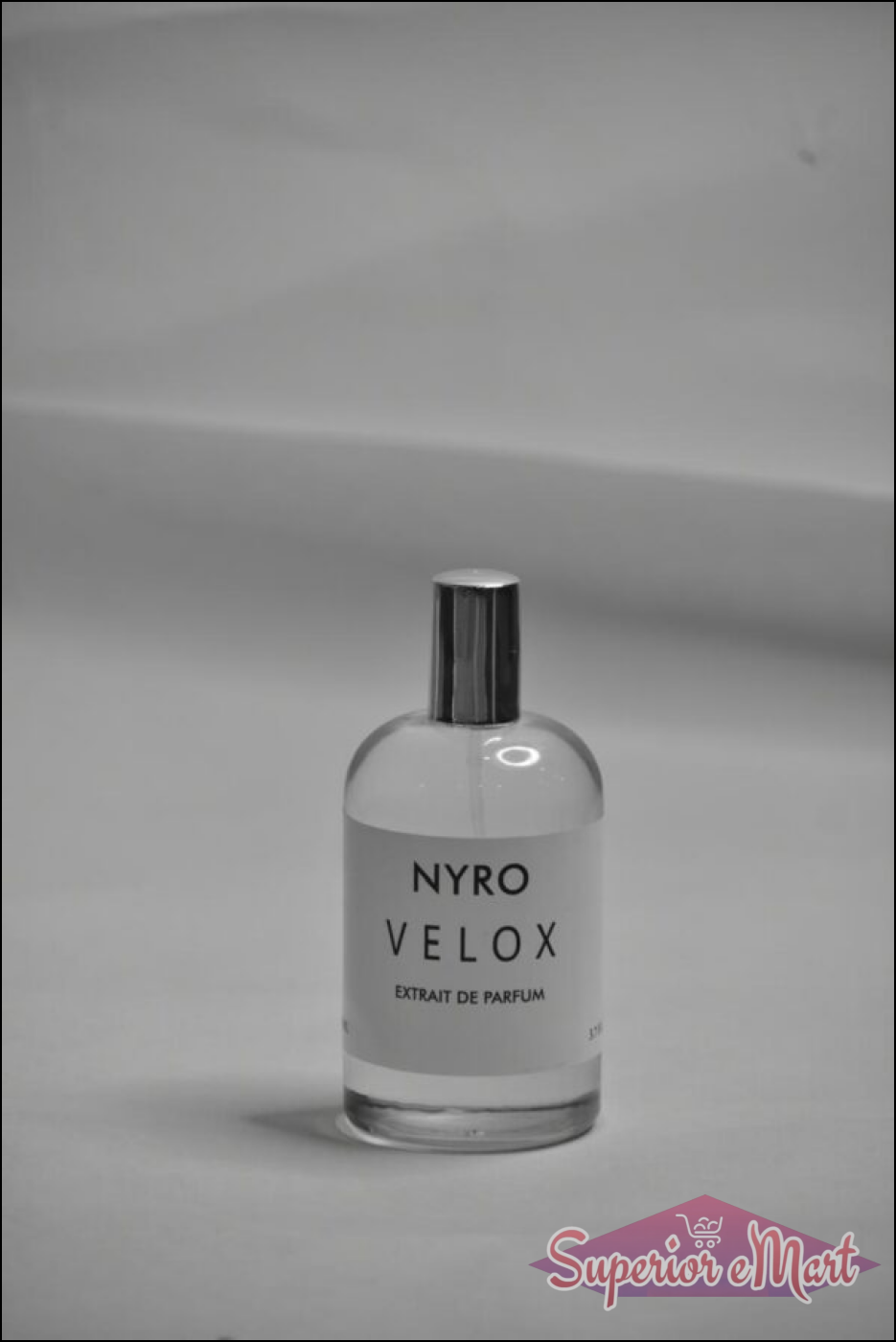 Nyro Velox Extrait de Parfum in a clear glass bottle for a luxurious scent experience
