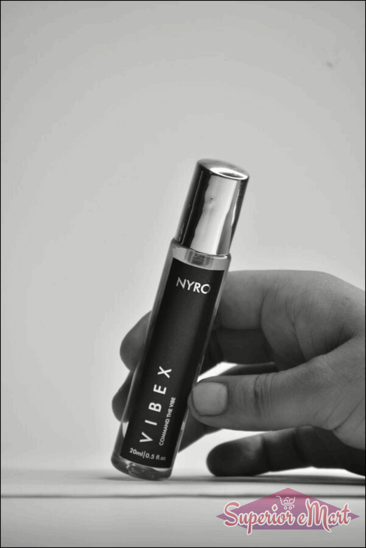 Nyro VIBEX Perfume Bottle with Sleek Black Design for Modern Fragrance Enthusiasts