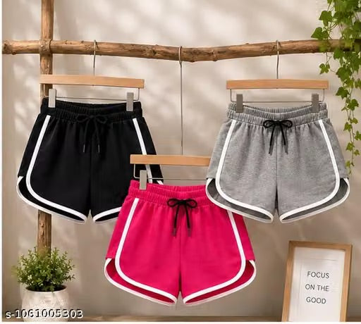 Girls Multicolour Shorts Pack of 3 | Girls SIDEPANEL Shorts