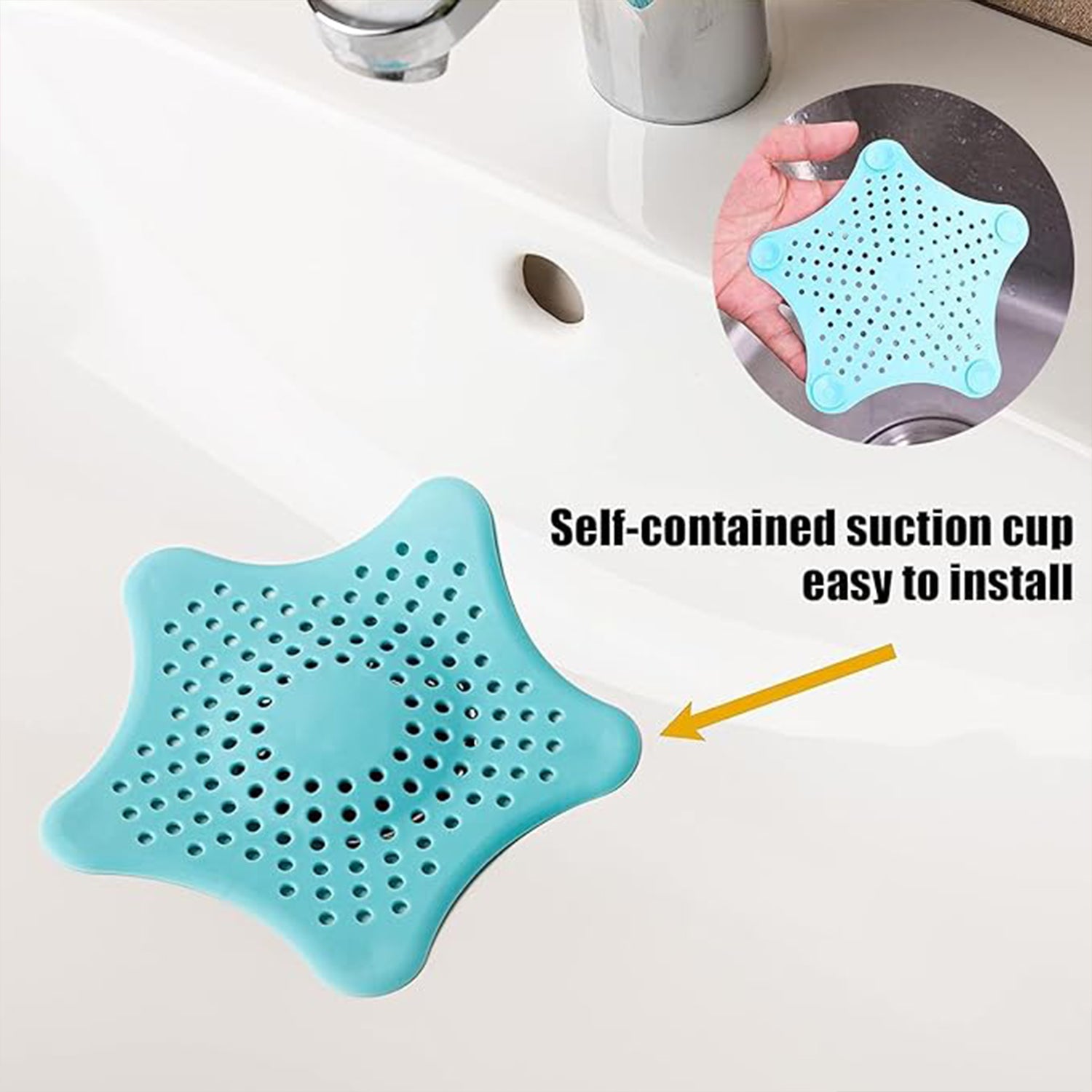 Aqua Blue Silicone Star Shaped Sink Filter Bathroom Hair Catcher Drain Strainers For Basin