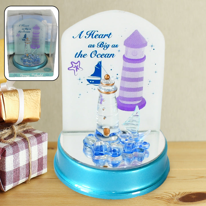 Ocean Lighthouse night light featuring a beautifully designed lighthouse with a blue base