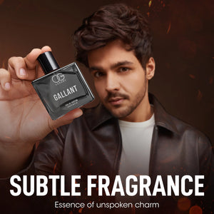 Og Beauty Gallant Eau De Parfum Bottle Held by a Man Showcasing Subtle Fragrance and Unspoken Charm