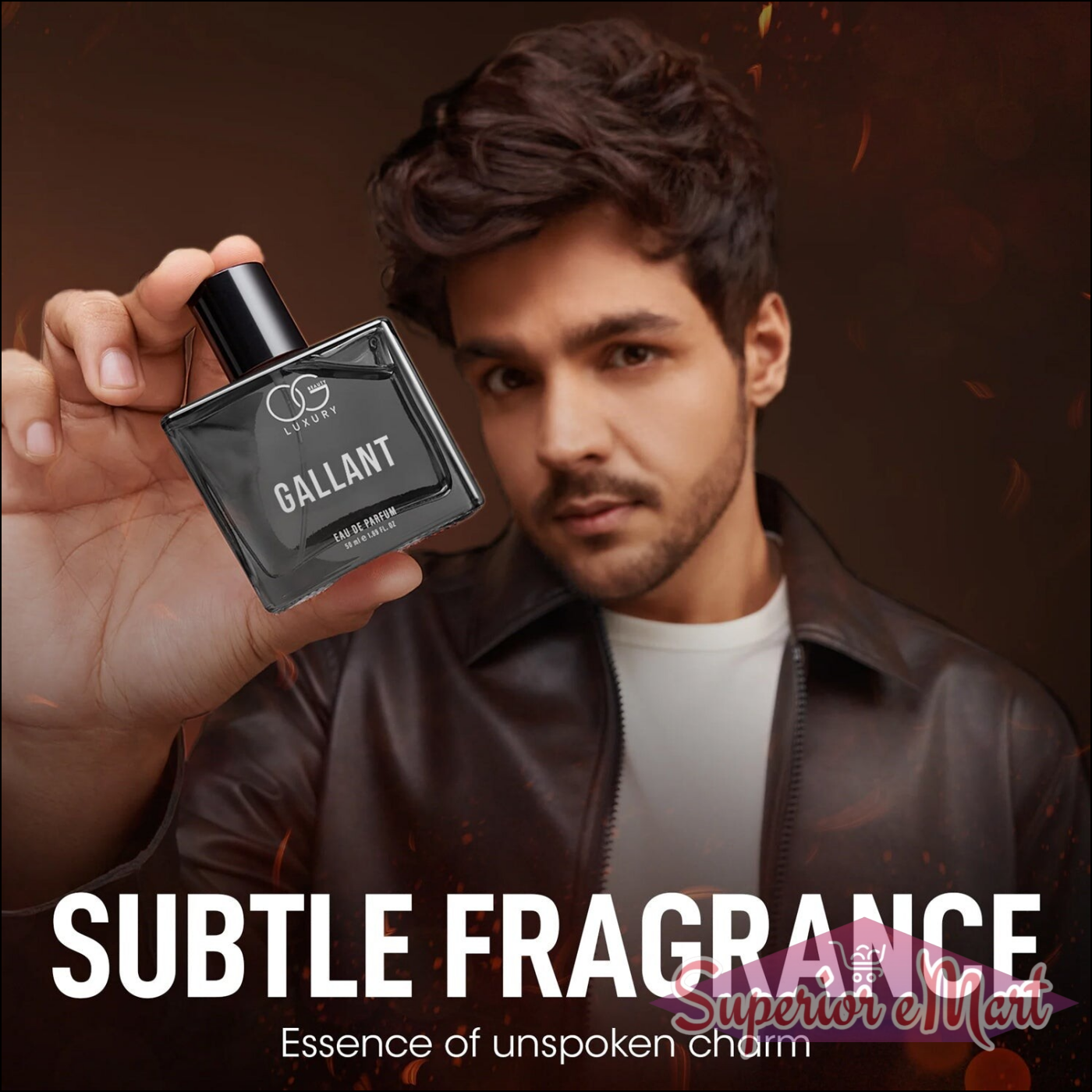 Og Beauty Gallant Eau De Parfum Bottle Held by a Man Showcasing Subtle Fragrance and Unspoken Charm