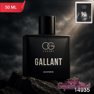 Og Beauty Gallant Eau De Parfum 50 ML in sleek black bottle with elegant design against dramatic background
