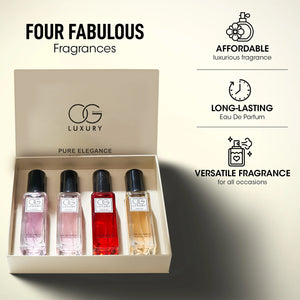Og Beauty luxury perfume gift set featuring four fabulous fragrances in a classy presentation box