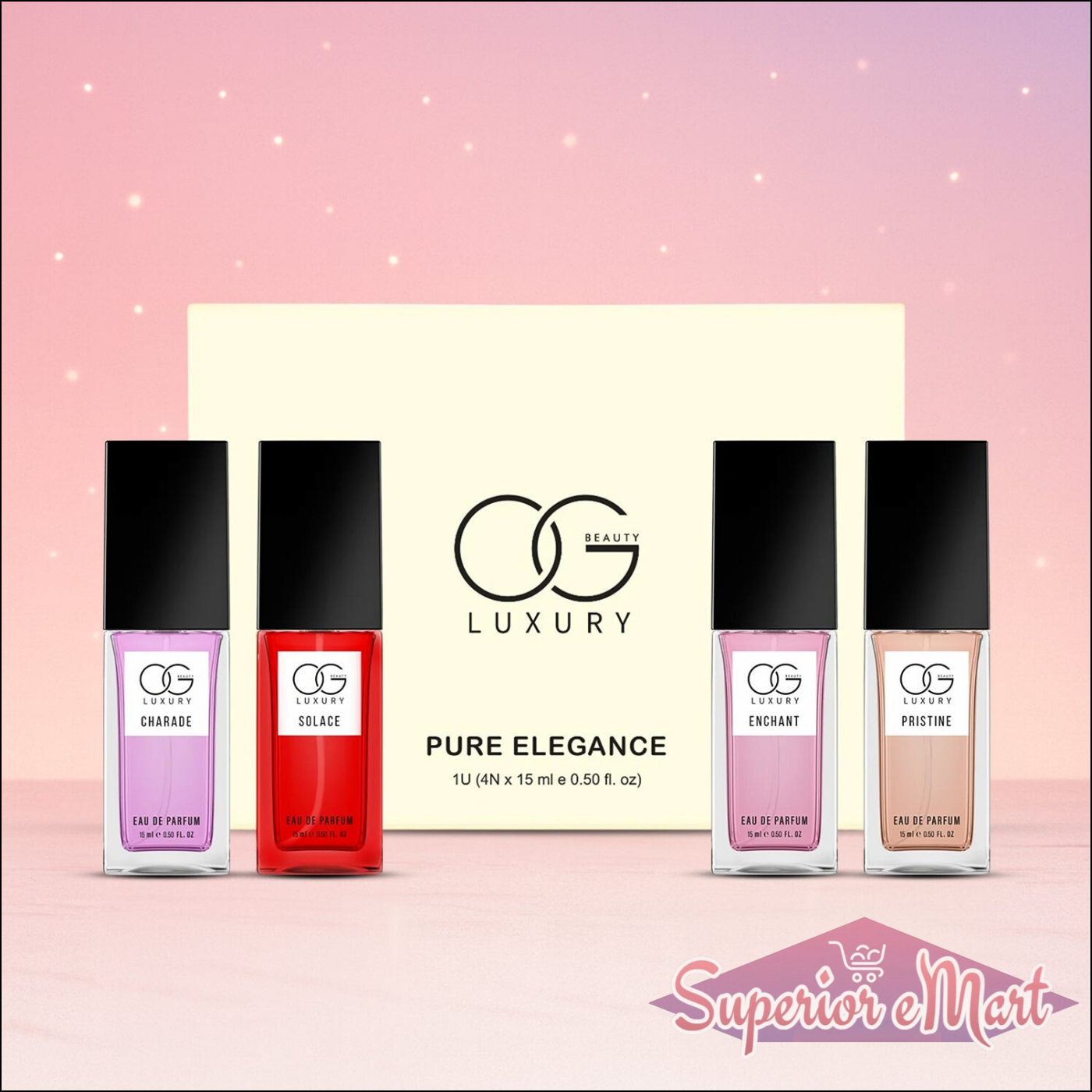 Luxury perfume gift set for women featuring four elegant fragrance bottles in stylish design