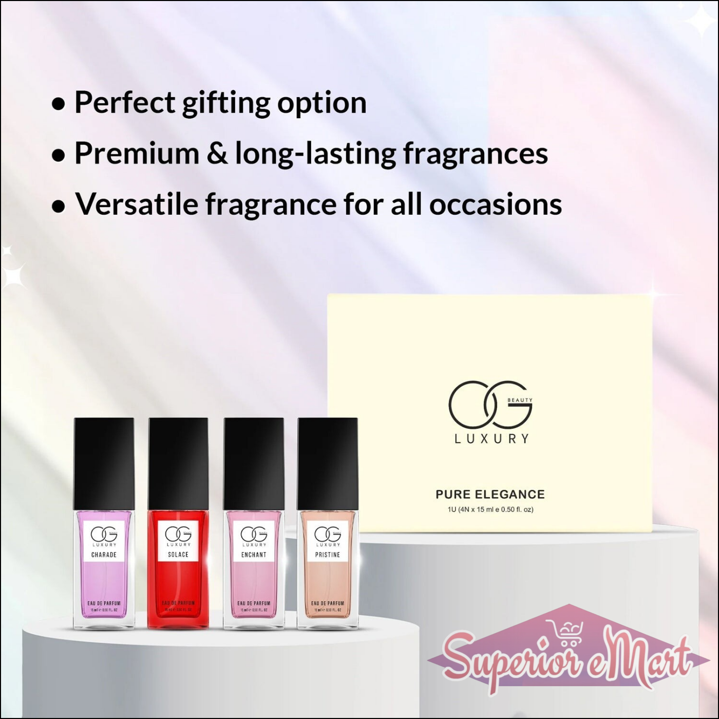 Luxury perfume gift set for women featuring four premium fragrances in elegant packaging