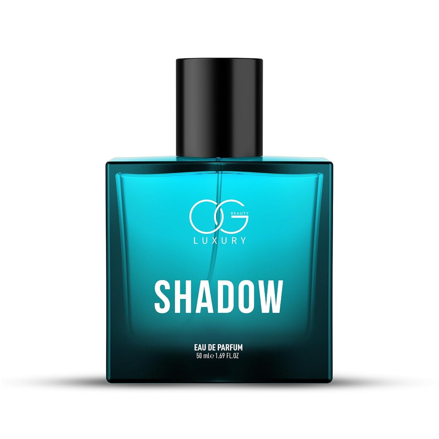 Og Beauty Luxury Shadow perfume bottle in blue with elegant design for a sophisticated fragrance experience