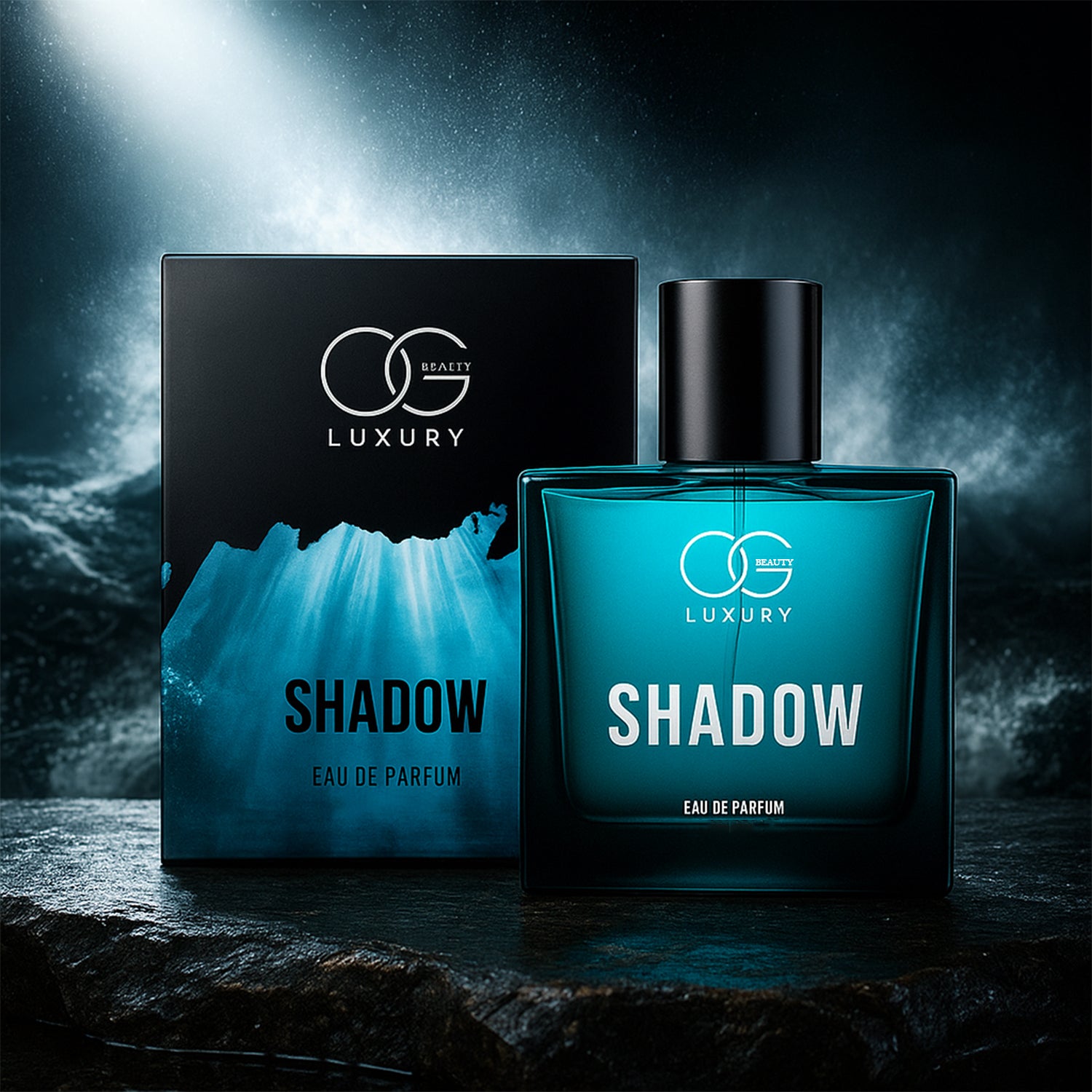 Og Beauty Luxury Shadow perfume in a sleek bottle with an elegant box design for sophisticated fragrance lovers