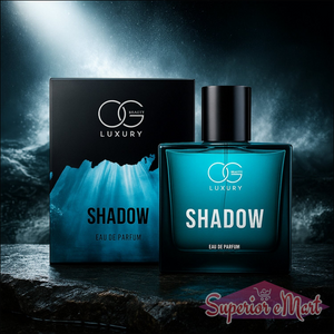 Og Beauty Luxury Shadow perfume in a sleek bottle with an elegant box design for sophisticated fragrance lovers