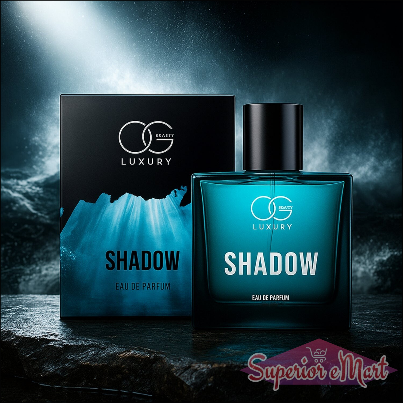 Og Beauty Luxury Shadow perfume in a sleek bottle with an elegant box design for sophisticated fragrance lovers
