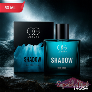 Og Beauty Luxury Shadow perfume in a 50ml bottle with striking packaging showcasing a modern design