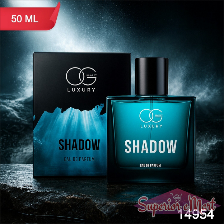 Og Beauty Luxury Shadow perfume in a 50ml bottle with striking packaging showcasing a modern design