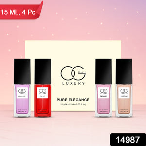 Luxury perfume gift set for women with four elegant 15ml fragrance bottles in a stylish box