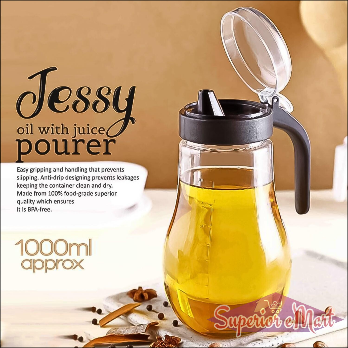 Oil And Juice Pourer Dispenser 1000ml (1 Pc) - Superior eMart