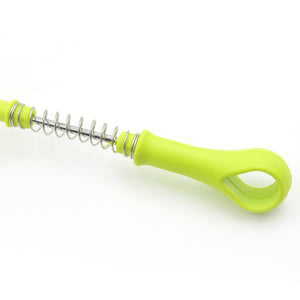 Green one-handed potato masher with ergonomic grip for effortless mashing in the kitchen